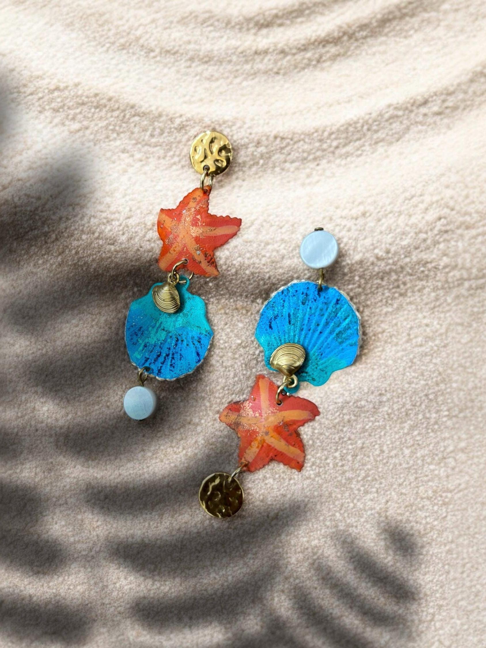 Boucles D'oreilles Clips étoiles De Mer En Résine - Occasion - Modèle 1601 - Sans Marque