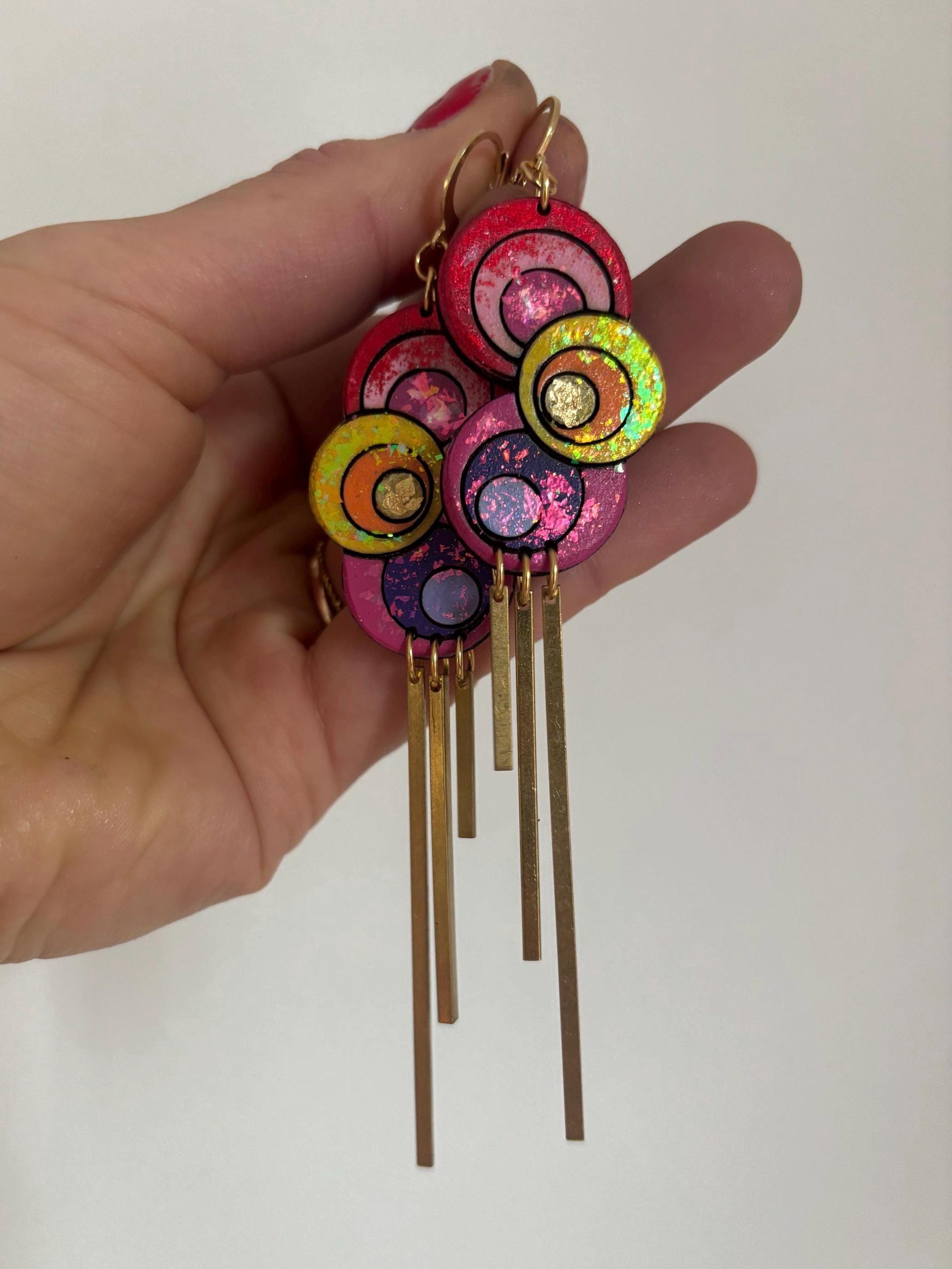 Boucles D'oreilles Pendantes Circulaires - Chaîne Géométrique Dorée - Style Bohème Pour Femmes - Bijou Tendance - 7