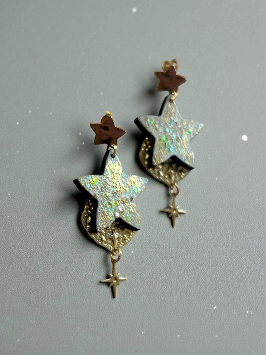 Boucles D'oreilles Cerceau étoilé Creux Argenté - Tendance - Neuf Avec étiquettes