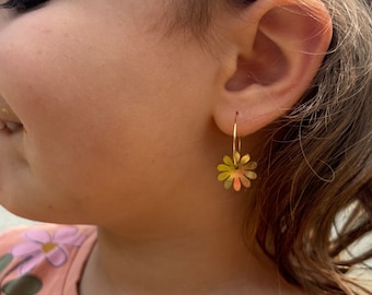 Mini Mother-Daughter earrings in brass and stainless steel