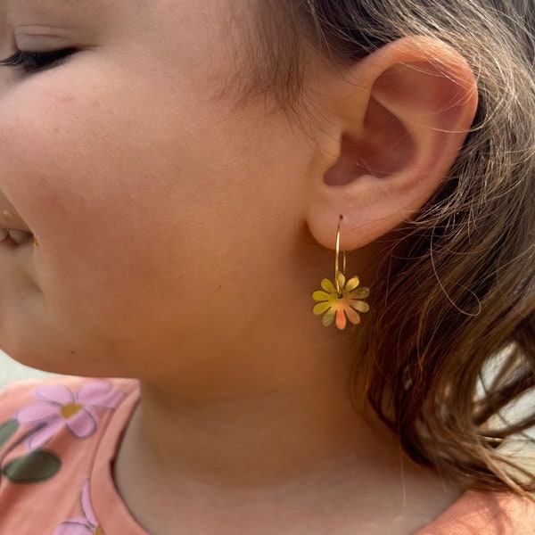 Mini Boucles d’oreilles Mère -Fille en laiton et acier inoxydable