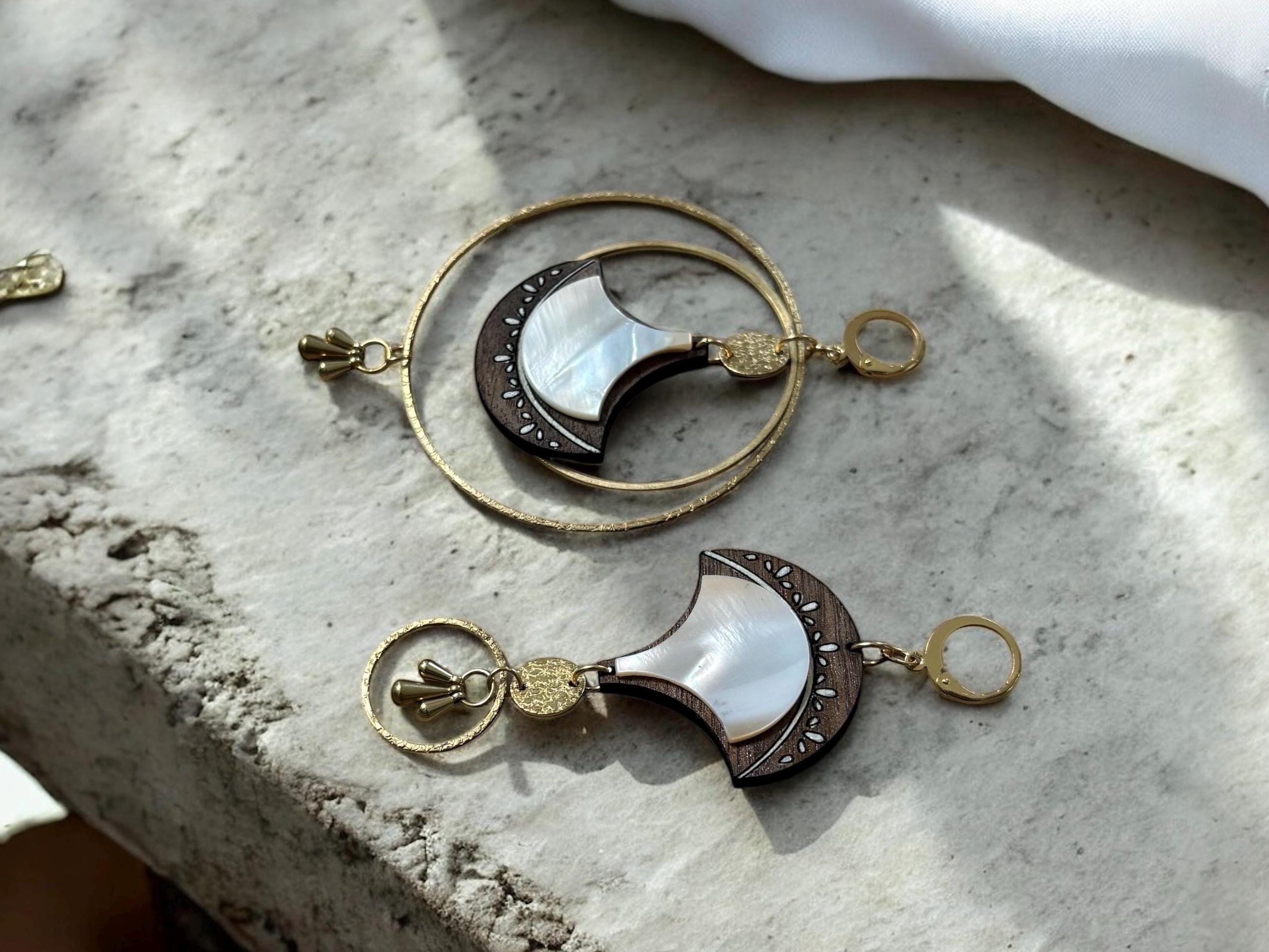 Boucles D'oreilles Pendantes En Nacre D'ormeau - Lot De 2, Légères, Crochet Plaqué Argent 925 - 3