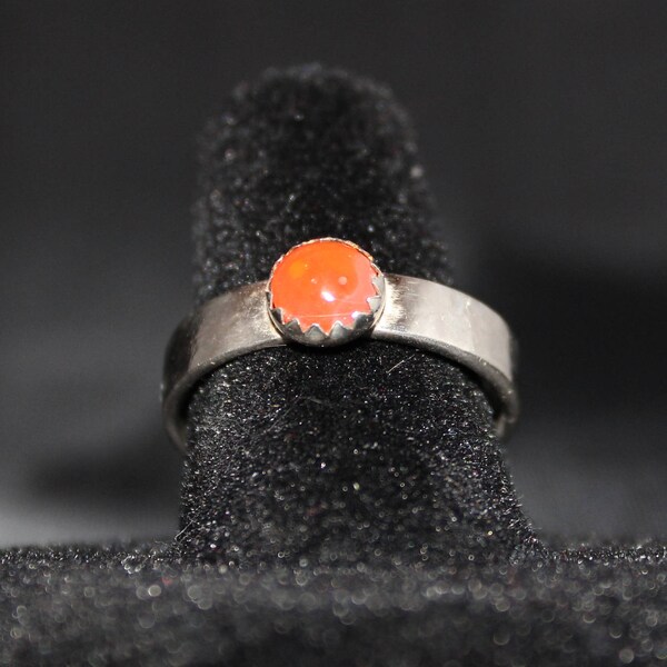 Mexican Fire Opal Handmade Sterling Silver Ring