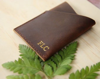 Slim lederen monogram herenportemonnee
