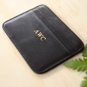 Men's Black Slim Leather Wallet Monogrammed