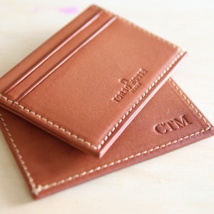 Cartera de cuero delgada personalizada con monograma imagen 10