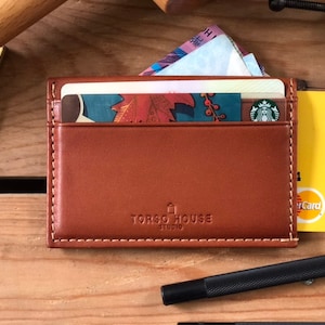 Cartera de cuero delgada personalizada con monograma imagen 7