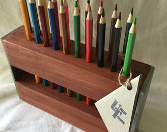 Pencil//brush holder//wooden pencil holder//wooden brush holder//office organiser//studio organiser//Desk decor