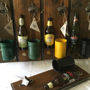 Bottle opener favourite beer brands//Wall mounted opener//BBQ accessory//Man Cave//Gift//Bar accessory image 3