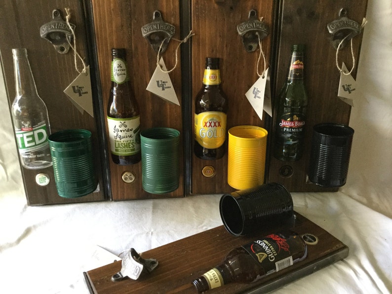 Bottle opener favourite beer brands//Wall mounted opener//BBQ accessory//Man Cave//Gift//Bar accessory image 3