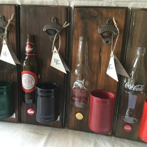 Bottle opener favourite beer brands//Wall mounted opener//BBQ accessory//Man Cave//Gift//Bar accessory image 4