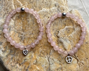 CHILD'S ROSE QUARTZ bracelet, Crystal of love and self love, Children / Kids rose quartz bracelet gift