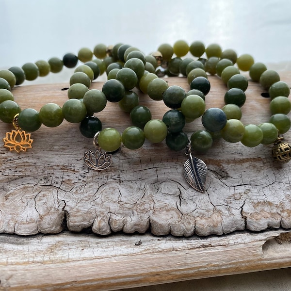 CANADIAN JADE bracelet, Good luck with love, wealth & health bracelet, Happiness confidence and positivity bracelet, Olive green jade gift