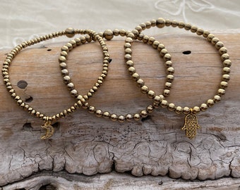 HEMATITE Bracelet Gold Bracelet | Grounding & Balance, Calming Anxiety Jewelry | Minimalist Stackable Bracelet | Everyday Wear