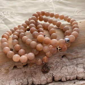 Peach SUNSTONE Bracelet – Natural Gemstone Jewelry for Positive Energy, Joy, Confidence & Everyday Wear - Choose your charm sterling or gold