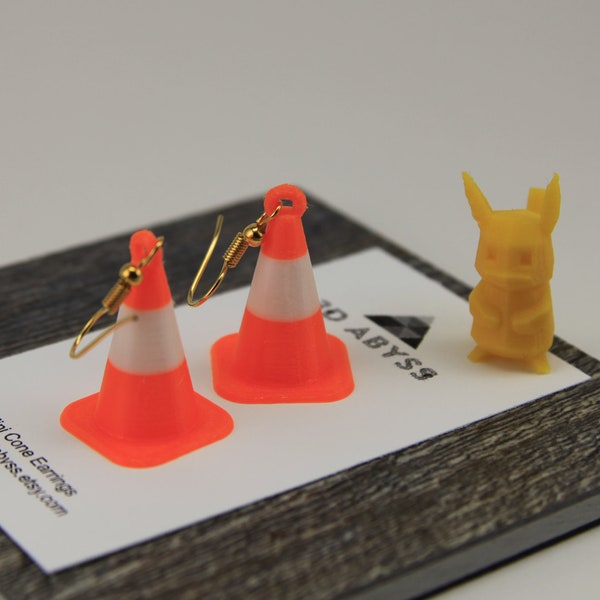 3D Abyss Mini Traffic Cone Boucles d’oreilles Orange et Blanc Léger et Durable