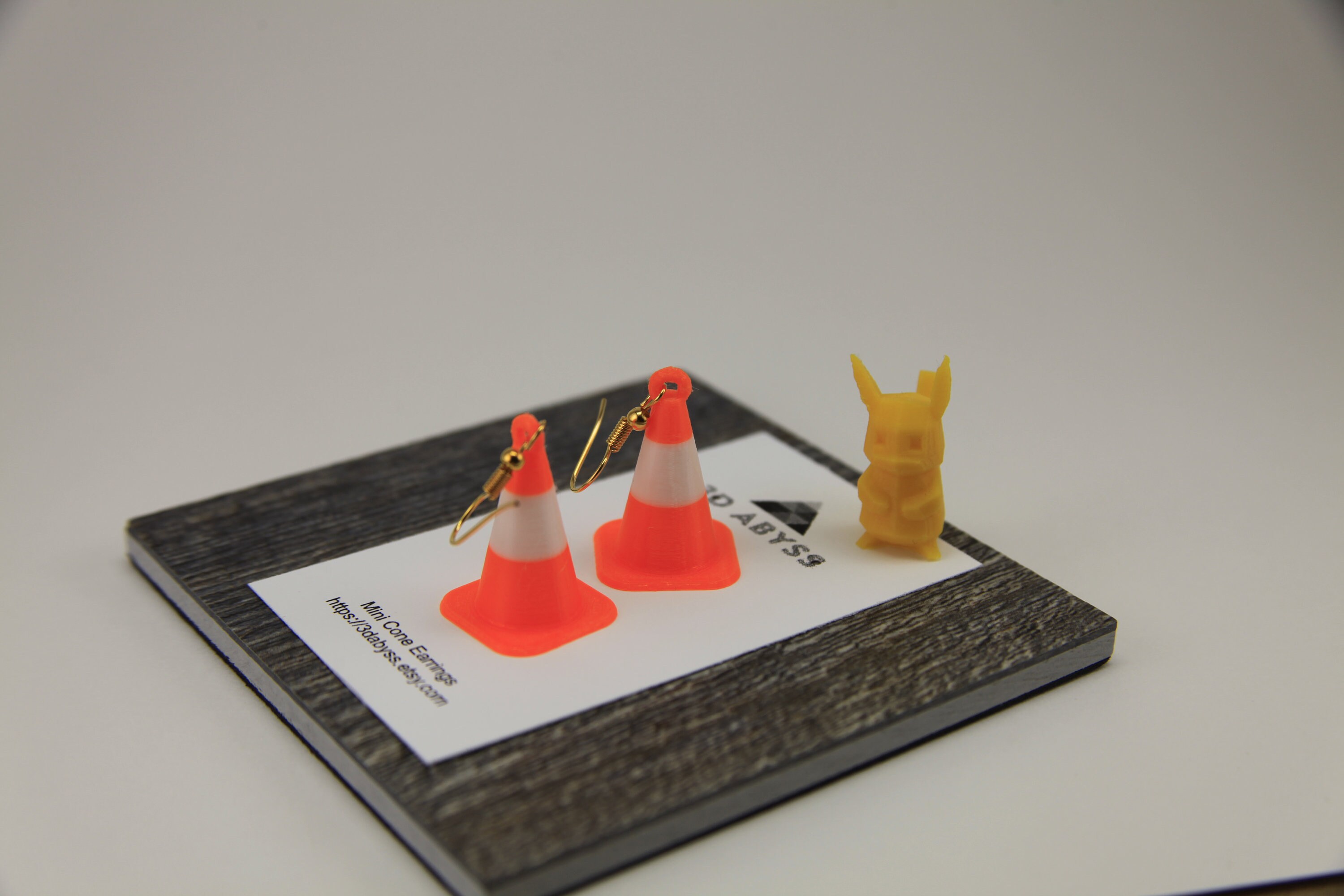 3D Abyss Mini Traffic Cone Earrings Orange and White Light Weight and
