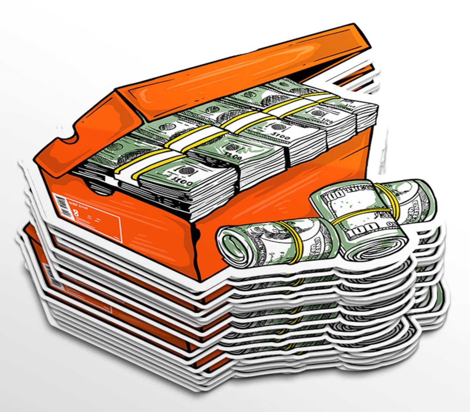 The shoebox Money Sticker Hustle Harder Money Etsy