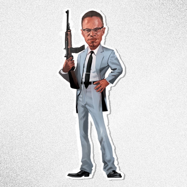 Malcolm X Sticker By Any Means Caricature Series Etsy