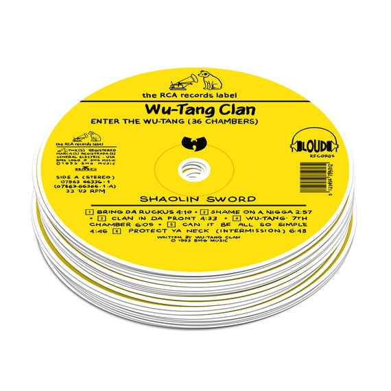 Wu Tang Clan Enter The Wu-Tang 36 Chambers Sticker, Hand-Illustrated Vinyl Record Replica Label Sticker (4