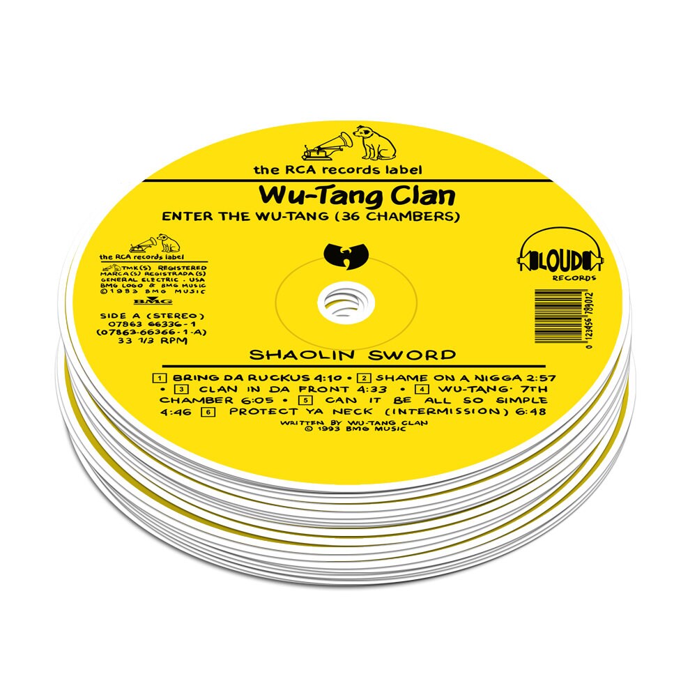 Wu Tang Clan Enter The Wu-Tang 36 Chambers Sticker, Hand-Illustrated Vinyl Record Replica Label Sticker (4