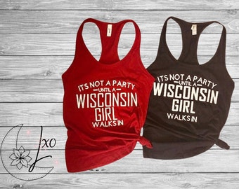 Wisconsin Girl Tank Tops/ T-Shirts, racerback tank top, lounge tank, fitness tank top, yoga tank top, wisconsin tank top, gift for her