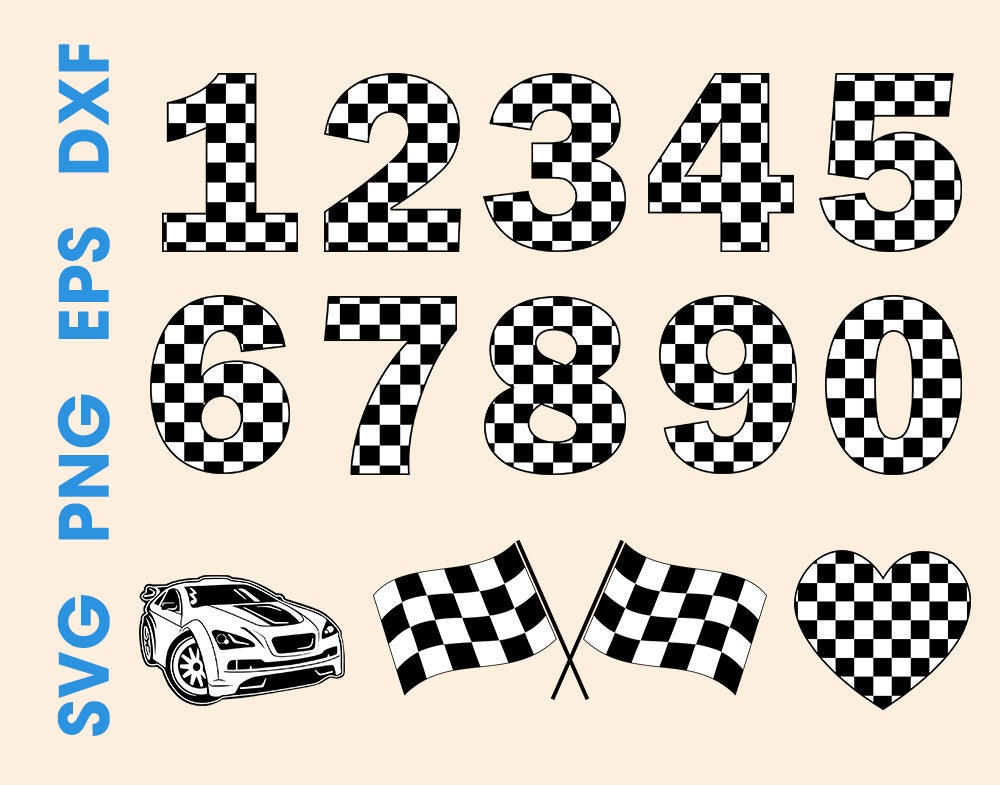 Race Car Numbers SVG