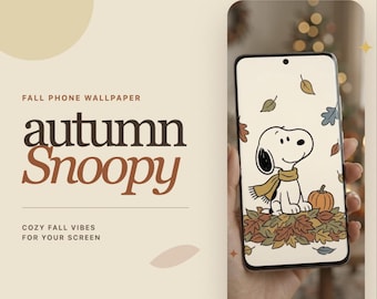 Fall Phone Wallpaper Autumn Snoopy Cozy Fall Vibes for Your Screen | Instant Download for iPhone and Android