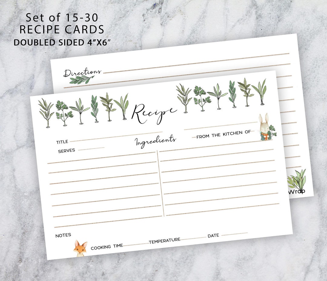 Printed Recipe Cards, Fox Recipe, Family Christmas Cards , Recipe Card ...