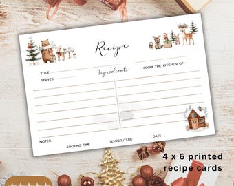 Recipe Cards: 4x6 Double Sided Christmas Design, printed recipe card