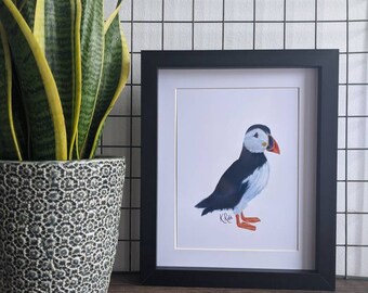 Puffin Art Print | Sea Bird Watercolour Print | 8x10"