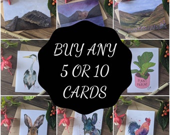 5 and 10 pack of Bird/Animal/Landscape Greetings Cards - Multi pack, choose your own designs | Greeting Cards | Notecards