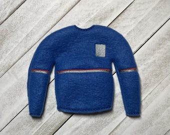 Elf sweater/holiday elf clothes/12” doll sweater/doll clothing/elf sweatshirt/elf clothing/elf costume/mail carrier shirt