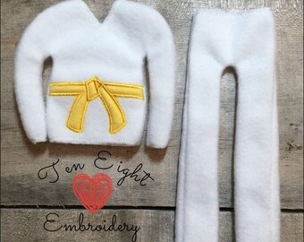 Elf sweater/holiday elf clothes/12" doll sweater/doll clothing/elf sweatshirt/elf karate shirt/elf clothing/elf costume