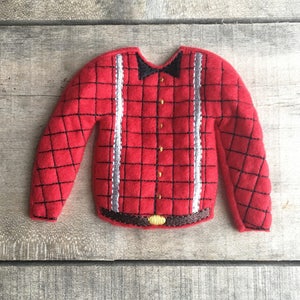 Elf sweater/holiday elf clothes/12” doll sweater/doll clothing/elf sweatshirt/elf clothing/elf costume/lumberjack elf