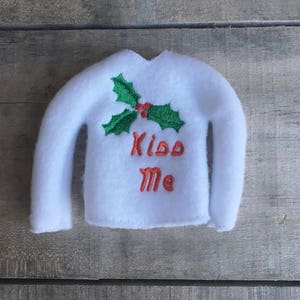 Elf sweater/holiday elf clothes/12" doll sweater/doll clothing/elf sweatshirt/elf clothing/elf costume/elf mistletoe shirt