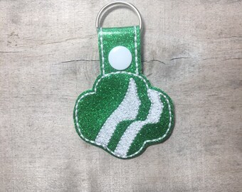 Girl Embroidered Key Fob, Scout Embroidered Key Fob, Key Chain, Vinyl Keychain, Key Ring, Luggage Tag, Zipper Pull, Purse Charm, Girl Keycha