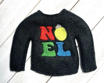 Elf sweater/holiday elf clothes/12” doll sweater/doll clothing/elf sweatshirt/elf clothing/elf costume/Noel elf shirt/ holiday elf sweater