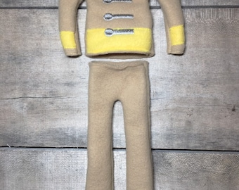 Elf fireman costume/elf uniform/holiday elf sweater/12" doll costume/elf clothing/elf costume/fireman uniform/holiday elf clothing/elf shirt