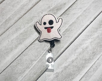Ghost badge reel, ghost badge ID holder, Halloween badge reel, Retractable badge reel, ID holder, Alligator clip badge holder, Swivel retr