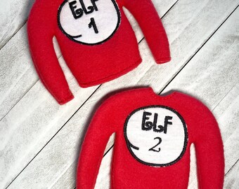 Elf clothing/holiday elf clothes/12” doll clothing/doll clothes/elf shirts/elf thing 1/elf thing 2/Christmas elf