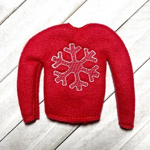 Elf sweater/holiday elf clothes/12” doll sweater/doll clothing/elf sweatshirt/elf clothing/elf costume/snowflake sweater