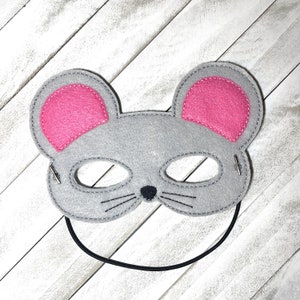 Mouse Mask, Felt Kids Mask, Costume Dress Up Halloween, Costume Mask, Elastic Mask, Pretend Play Mask, Costume Mouse Mask, Mouse Play Mask