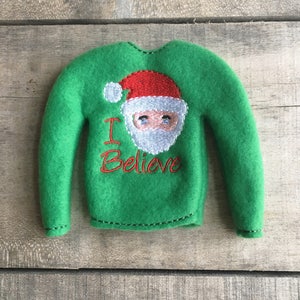 Elf sweater/holiday elf clothes/12” doll sweater/doll clothing/elf sweatshirt/elf clothing/elf costume/elf Santa shirt