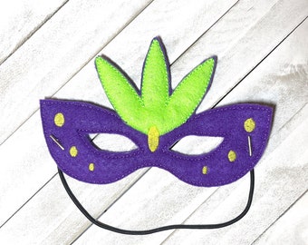 Mardi Gras Mask, Felt Mask, Costume Dress Up Halloween, Costume Mask, Elastic Mask, Pretend Play Mask, Costume Mario Gras Mask, Marci Gras M