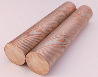 Mokume Gane Copper, Twist Pattern Round Rod for Ring Jewelry and EDC, two alloys, 12mm and 28mm diameter in stock