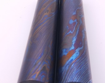 Mokume TiZr, Zr&TiDamascus round rod for Mokume Titanium rings, Titanium rings, Zirconium rings, metal rings, 28 mm OD, Black Titamus
