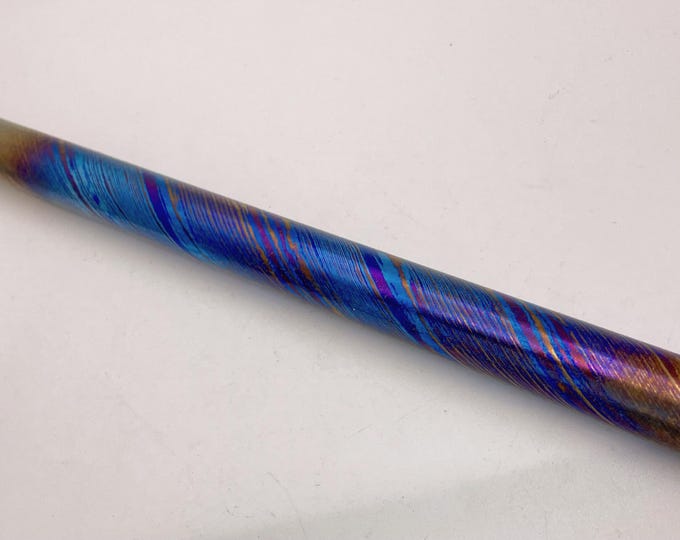 16mm/17 mm OD Mokume Titanium rod, Tidamascus rod, patterned Titanium rod, coin, EDC, gift, coin, EDC