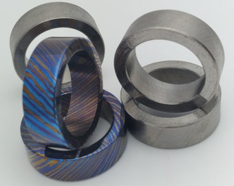 Tri-color TIdamascus (Mokume Titanium) ring blank, 4~13 size, DIY ring. Note: the ring blank was not polished and colored yet