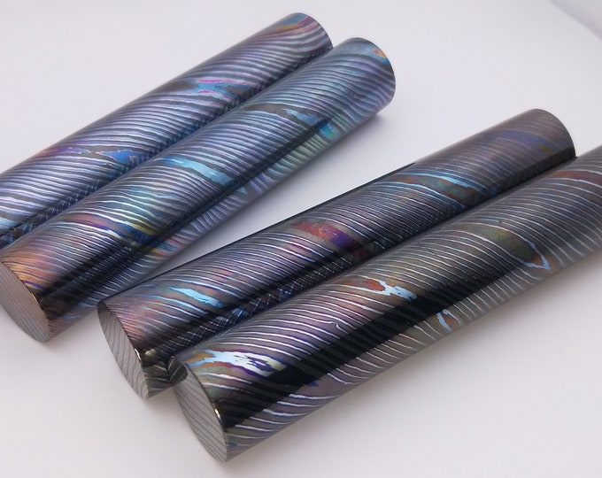 DoubleZr Mokume Titaniumrod, TiDamascus rod, 28 mm diameter